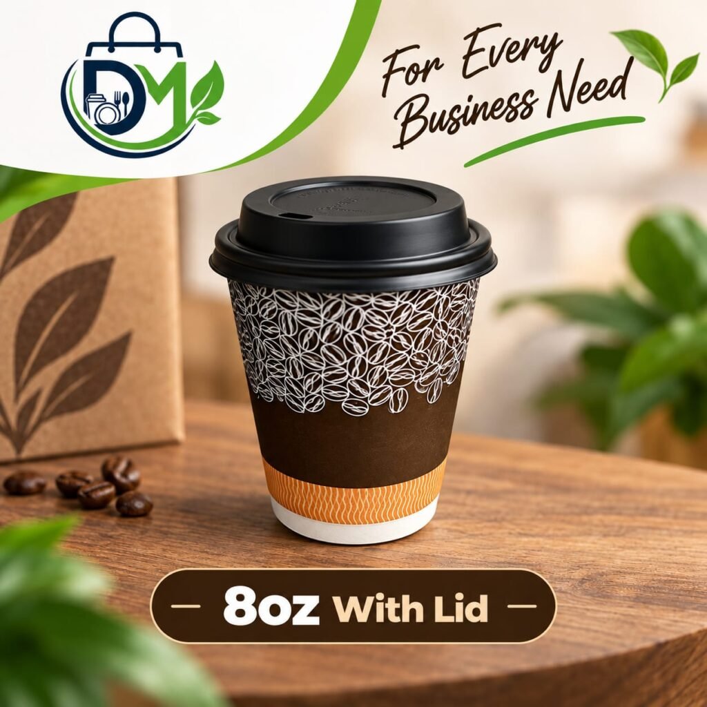 8oz Disposable Coffee Cup with Lid