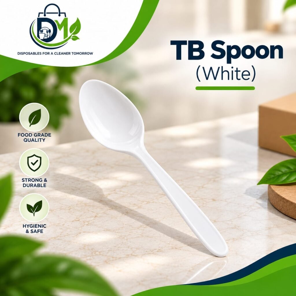 White Disposable Plastic TB Spoon